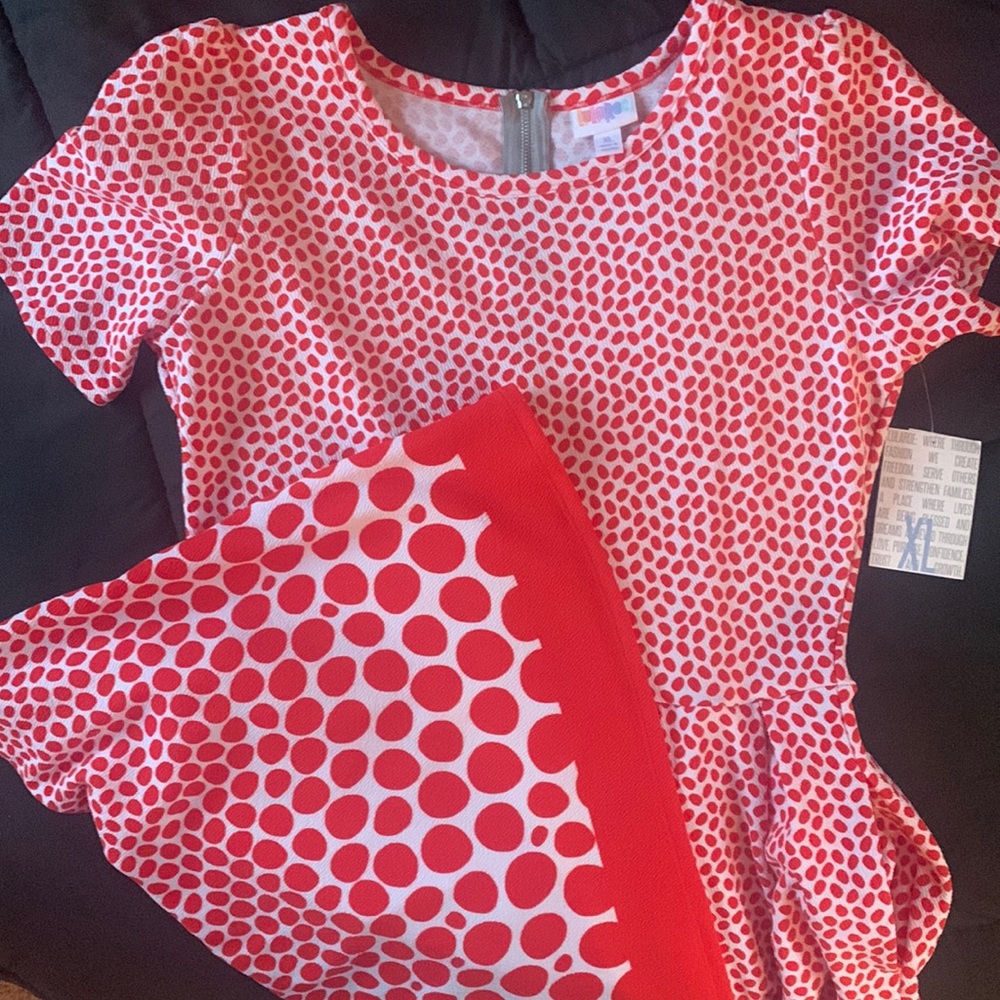 NWT XL Lularoe Amelia red polka dot dress